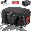 CDYWD Bike Basket Rear for Men Women, Large Bicycle Rack Basket for Adult Bikes with Removable Liner Bag & Waterproof Cover, Heavy Metal Back Cargo Basket for Ebike, Mountain Bike, City Bike, Cruiser