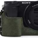 MegaGear MG1644 Ever Ready Genuine Leather Camera Half Case Compatible with Sony Alpha A6100, A6400 - Green (One size)