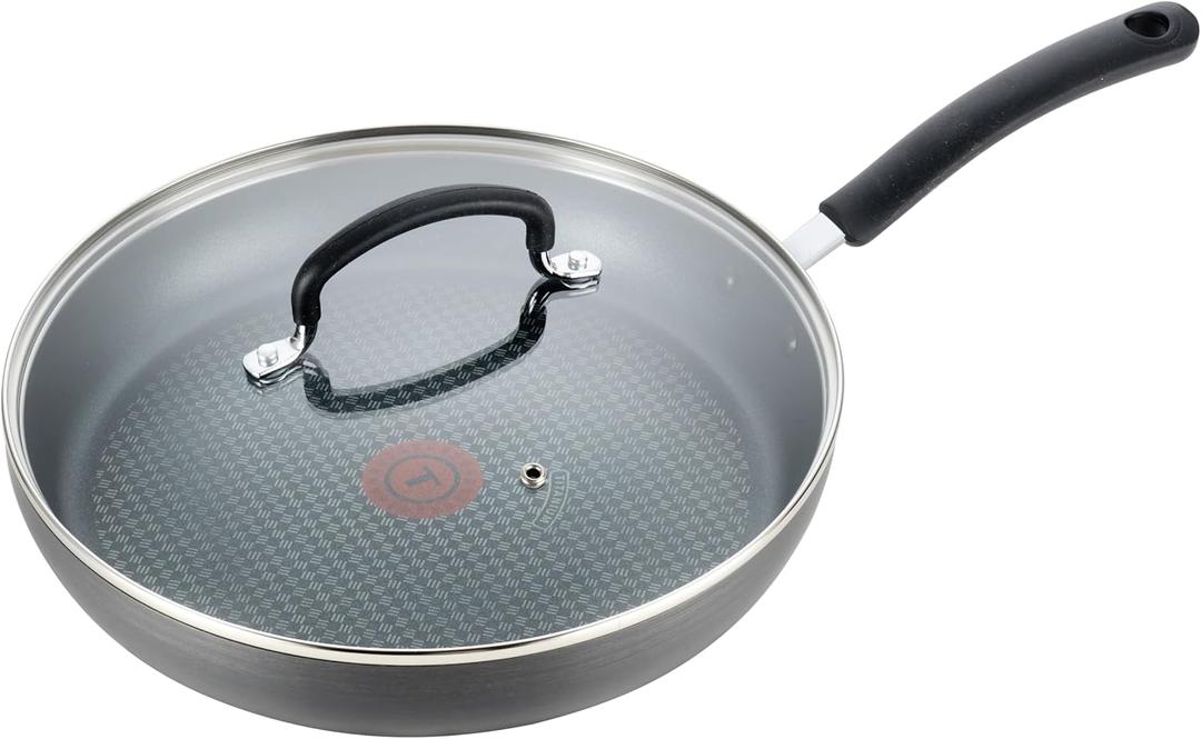 T-Fal Ultimate Hard Anodized Nonstick Fry Pan With Lid 12 Inch, Oven Broiler Safe 400F, Lid Safe 350F, Cookware, Pots and Pans, Kitchen Frying Pans, Skillets, Home, Dishwasher Safe, Onyx