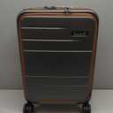 Carry On Luggage 22x14x9 Airline Approved, FLO5 Expandable Polycarbonate Suitcase with Front Pocket (FX-Core, Brown-Black, 20 Inch)