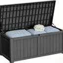PATIOEASY Outdoor Storage Box 50GAL Waterproof Resin Deck Box, Pool Accessories Supplies，UV-Resistant Lockable Package Delivery Bin for Garden Tools, Large Patio Outside Cushions, Chest, Furniture, Grey
