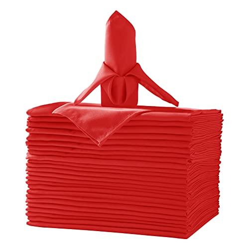 50pcs Polyester Cloth Napkins - 17 x 17 inch Red Dinner Washable Napkins with Hemmed Edges for Restaurant/Wedding/Hotel(50,Red)
