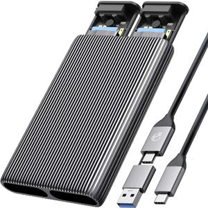 ORICO Dual M.2 NVMe SSD Aluminum USB3.2 Gen2 10Gbps, M.2 Type-C Docking Station for PCIe M-Key, B&M Key 2230/2242/2260/2280 SSD, Tool-Free, Up to 4TB