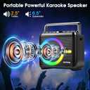 Karaoke Machine, Bluetooth Speaker with 2 Wireless Microphones, Portable Voice Amplifier PA System for Adults Kids with LED Lights Support Bass/Treble Adjustment, TF Card/USB, REC for Home Party