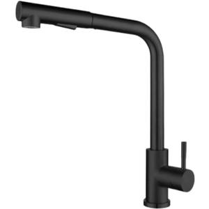 Matte Black Stainless Steel Kitchen Sink Faucet with Pull Down Sprayer Single Lever,Commercial Utility Stainless Steel Kitchen Faucets, for Sink 1 or 3 Hole Modern Kitchen Bar Sink
