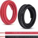 2 Gauge Battery Cable, 10FT Red + 10FT Black 2 AWG Pure Copper Wire Welding Cable, for Automotive, Battery, Solar and Generator, Standard USA OFC Wire