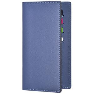 Checkbook Covers for Personal Duplicate Checks, Genuine Leather Checkbooks Register Cover Holder Wallets for Women & Men (Blue Gray)