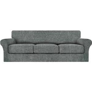 URBANLIFE Stretch Sofa Slipcover - 4-Piece Sofa Cover, Sofa Protector Couch with Soft & Breathable, Couch Covers for 3 Cushion Couch Sofa pet Friendly, Knit Fabric - Machine Washable (Sofa, Gray) (Grey)