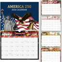 2 x 2026 Wall Calendar 12 Month, Wall Calendar 2026 for 250 Anniversary USA, US 250th Anniversary Calendar for Office and Home Planning