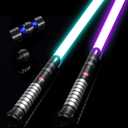 2-in-1 Detachable Lightsaber Toy - 20 Colors, 4 Modes & Sounds, Type-C Rechargeable, Real Lightsaber for Kids and Adults Cosplay (Silver Ring), 32.5 inches