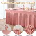 2 Packs Dusty Rose Spandex Table Cloths 8 Foot, Fitted Stretch Table Cover with Skirts 30x96 Inch, Wrinkle-Free Floor Length Tablecloths Rectangular for Weddings Parties Banquets Events Decorations
