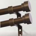 Heavy Duty Curtain Rods for Windows 72 to 144 Inch, 1 Inch Bronze Curtain Rods Set of 2 Pack for Outdoor Patio, Farmhouse, Bedroom, Adjustable Easy Install Modern Drapery Rod (Bronze,30-150-2p)