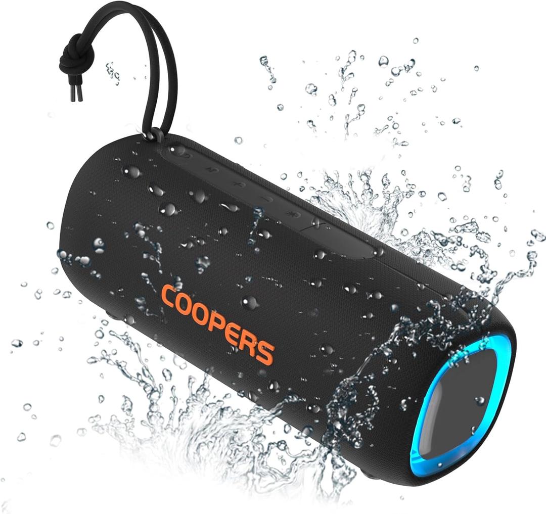Bluetooth Speaker, Portable Wireless Clear Loud Stereo Sound IPX5 Waterproof with RGB Lights BT5.3 Long Playtime TWS Pairing,for Home Party Outdoor Beach,Great Gift Choice (Black)