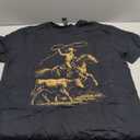 Rodeo Cowboy - Retro Cowgirl Steer Roping Art T-Shirt (Medium, Black)