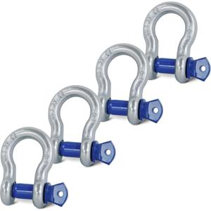 4 Pack 1/2" D Ring Shackle with 9/16" Screw Pin, 26,400 lbs Break Strength Heavy Duty Tow Recovery for Winch Off-Road Jeep Truck ATV UTV