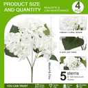 Daynight 4 Pcs Hydrangea Artificial Flowers Outdoor Silk Bouquets, UV Resistant Faux Hydrangeas Flowers for Table Vase Centerpieces Outside Party Wedding Baby Shower Home Outdoor Decor (4, White)