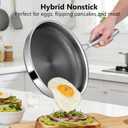 Non Stick Frying Pans, 12-inch with Lid, Hybrid Frying Pans Nonstick Stainless Steel Skillets, Dishwasher & Oven-Safe, Stay-Cool Handle, PFOA Free Cookware, Compatible with All Cooktops