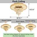 HAIXIANG LED Chandelier Modern Ceiling Dimmable Light Fixture Crystal Chandelier for Bedroom Dining Room Gold