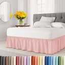 Wrap Around Dust Ruffle Bed Skirt - White - Twin/Twin XL Size Beds with 12 Inch Drop - Easy Fit Elastic Strap - Adjustable Pleated Bedskirt w/Brushed Fabric - Wrinkle Free - Women, Men, Kids & Teens (Baby Pink)