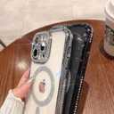 Magnetic for iPhone 14 Glitter Case with Detachable Lens Film Luxury Bling Rhinestone Soft TPU Protective Phone Case Compatible with MagSafe Suitable for Women Men iPhone 14 6.1" Silver