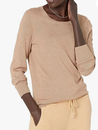 Daily Ritual  Amazon Essentials Women's Long-Sleeve Lightweight Crewneck Sweater, XS Woman's Long sleeve, Beige