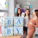 4 Pcs Under The Sea Baby Shower Boxes Ocean Theme Baby Shower Decorations Blocks with Letter Underwater Sea You Soon Party Centerpiece for Backdrop
