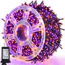 weillsnow 164FT 500 LED Halloween Lights, 8 Modes Waterproof Plug in String Lights for Halloween Indoor Outdoor Yard Party Wedding Garden Home Decorations (Purple & Orange)