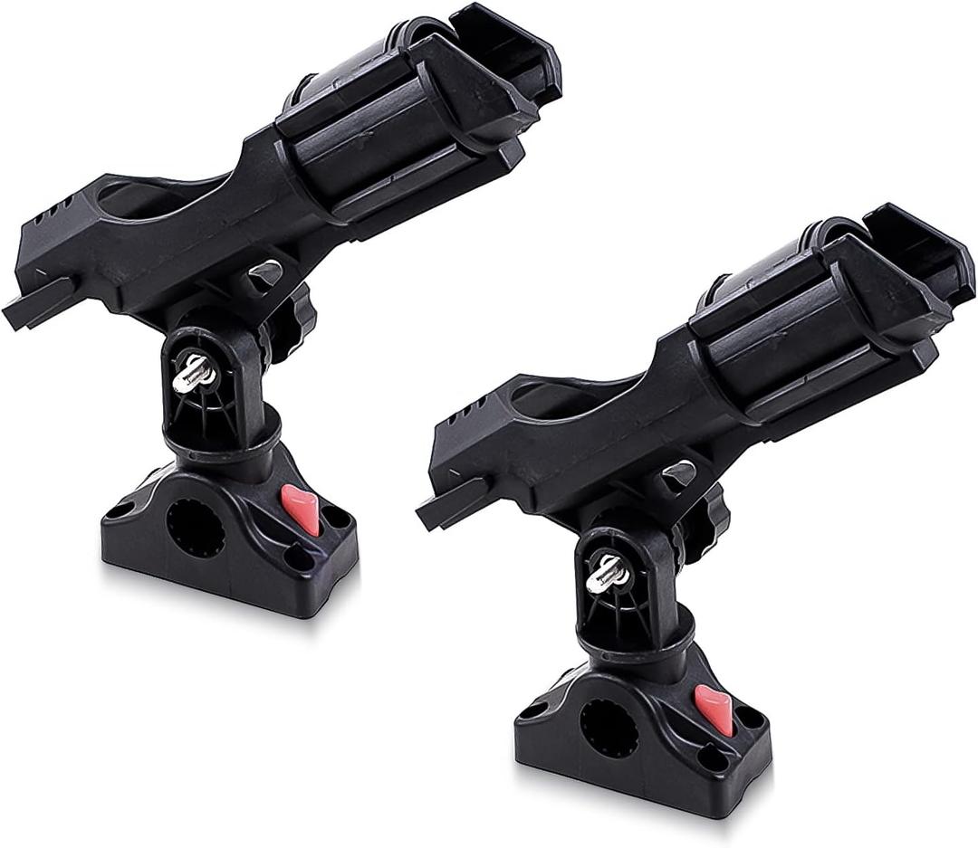 2 Pack Fishing Rods Holder with Mount Bracket, 360 Degree Adjustable Rod Racks Kit for Boat, Kayaks