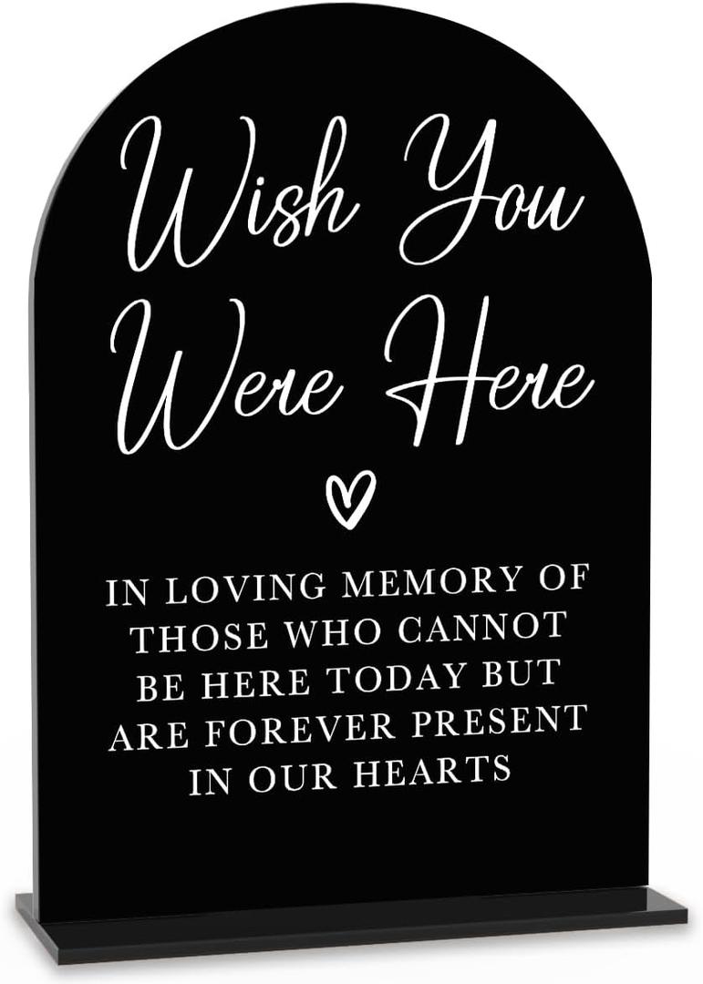 Acrylic Wedding Sign Wedding Signs for Ceremony Wish You Were Here Sign for Wedding Modern Calligraphy Arch Acrylic Table Top Sign for Wedding Reception and Event Party Table(black)