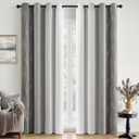MIULEE Ombre 100% Blackout Curtains, Grey and Greyish White Full Room Darkening Thermal Insulated 84 Inches Long Drapes for Bedroom & Living Room Grommet Window Treatments Modern 52Wx84L, Set of 2