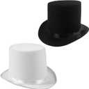 Funny Party Hats Felt Top Hats - 2 Pack - 1 Black & 1 White Top Hat Costume Hats