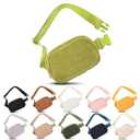 Frenou Fleece Belt Bag with Adjustable Strap for Women and Men Crossbody Fanny Bag Bum Bag, Waist Pack for Hiking Workout Sports Travel Grass Green Pack of 2