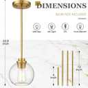 Brass Pendant Lights Kitchen Island 2 Pack, Farmhouse Gold Pendant Light with Clear Glass Globe Shade, Kitchen Island Lighting for Dining Room Entryway, AD-22280-1P2-GD-C
