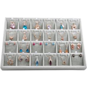 Oirlv Velvet Jewelry Tray 24 Grid liner Pendant Earrings Organizer Storage Trays Showcase Display Jewelry Holder