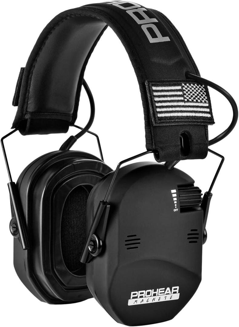 PROHEAR 022 Upgraded Electronic Shooting Earmuffs with Gel Cooling Ear Cushions - 29dB SNR Noise Reduction for Hunting & GunRange, 5X Sound Amplification, 4 Omnidirectional Mics, HD Speakers,Black