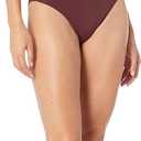 Amazon Essentials Women's High Waist High Leg Bikini Bottom (Large, Deep Brown)