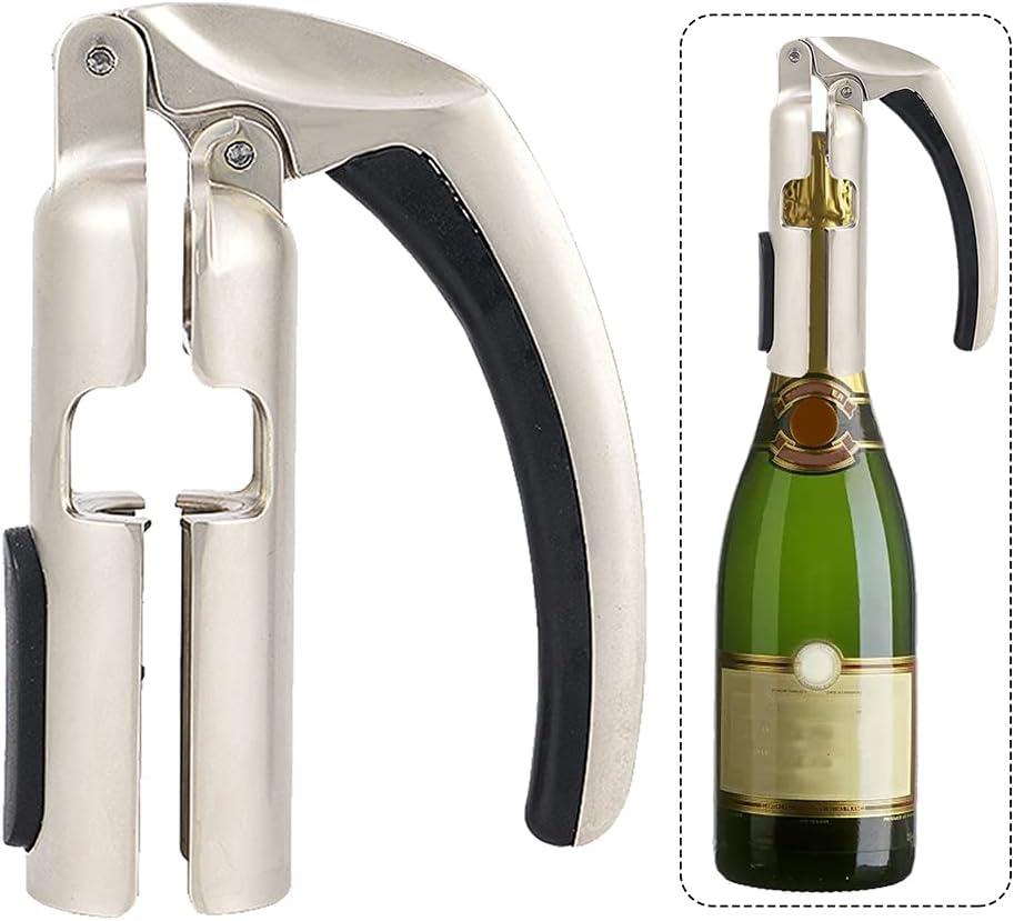 Champagne Bottle Opener, Zinc Alloy Sparkling Wine Cork Puller, Bar Jar Cork Puller Champagne Corkscrew, Multifunctional Bottle Opener, Gift for Wine Lovers(COLOR:A)