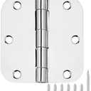 18 Pack Interior Door Hinges Polished Chrome 3.5 inch X 3-1/2" 5/8 Radius,3 "Bright Sliver Round Standard Hinge for Doors DIY Assembly Bifold Table Hardware Kit Home Accessories House Eseentials