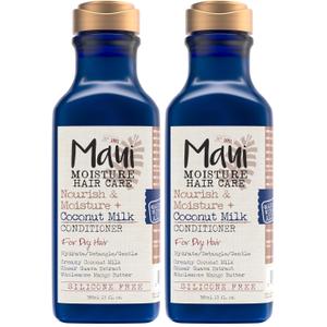 Maui Moisture Nourish & Moisture + Coconut Milk Conditioner to Hydrate and Detangle Curly Hair, Lightweight Daily Moisturizing Conditioner, Vegan, Silicone & Paraben-Free, 13 fl oz (Pack of 2)