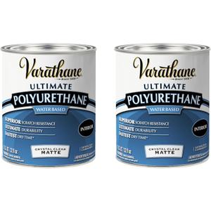 Varathane Water-Based Crystal-Clear Ultimate Polyurethane | Interior Wood Protection | Fast Dry Time | Easy Clean Up | Matte | Quart | 2 Pack