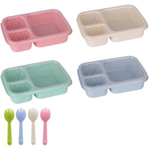Bento Box Adult Lunch Box 4 Pack Lunch Containers 3-Compartment Reusable Food Storage Snack Containers Dishwasher Safe Stackable for Work & Travel