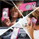4 x Magnetic for iPhone 17 Pro Case,[Anti-Slip][Compatible with MagSafe][Military Grade Drop Protection] Shockproof Protective Translucent Matte Phone Case for iPhone 17 Pro Case,Hot Pink