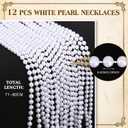 AceOrbit 24pcs Natural Black Ostrich Feathers 10-12inch with 12 Pack Faux Pearl Necklace Bulk Long Pearl Women's Jewelry 1920S Party Favor Centerpieces Wedding Bridal Shower Tea Birthday Decorations