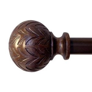 Hermosa 26 in. to 48 in. Adjustable 5/8 in. Single Curtain Rod in Walnut with Finials