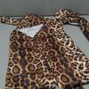 Molilove Cheetah Print Jumpsuit for Women Sexy Cut Out Jumpsuit Animal Print Long Sleeve V Neck Romper One Piece Set (Small, Khaki)