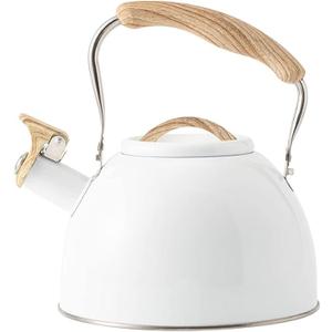 3L White Stove Top Whistle Kettle Stainless Steel Whistling Tea Kettle European Style Teapot for Household and Kitchen Whistling Kettle Suitable for All Hob/Sto