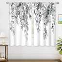 Grey Eucalyptus Botanical Leaves Floral Window Curtains Watercolor Black White Flower Plant Wildflower Farmhouse Curtain Drapes Herb Curtains for Bedroom Living Room Treatment 42Wx45H Inch (42"W x 45"L (Pack of 2), 11 Grey White)