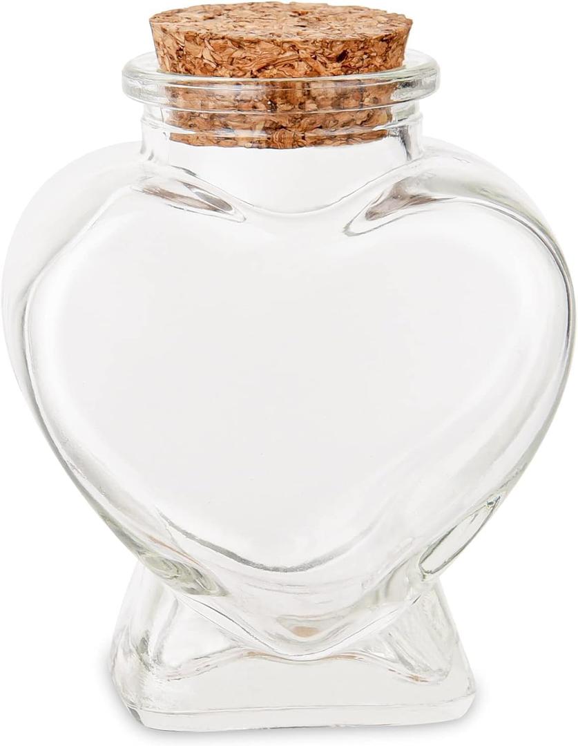 1PCS Empty Mini Glass Heart-Shaped Bottles with Cork Stoppers, Decorative Glass Bottles with Cork Lid for DIY Art Crafts Projects Decoration Party Supplies