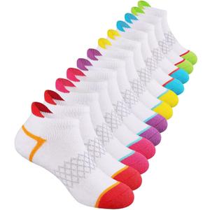 Comfoex 12 Pairs Girls Socks Ankle Athletic Socks Cotton Sports Socks With Cushioned Sole For Big Little Kids (10-12 Years) Comfoex 12 Pairs Girls Socks Ankle Athletic Socks Cotton Sports Socks With Cushioned Sole For Big Little Kids (10-12 Years)