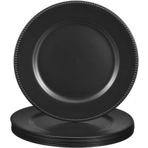uxcell 10pcs Charger Plates Bulk 13 Inch Plastic Charger Plates Round Plate Charger for Dinner Wedding Party Event Table Setting Decoration Black